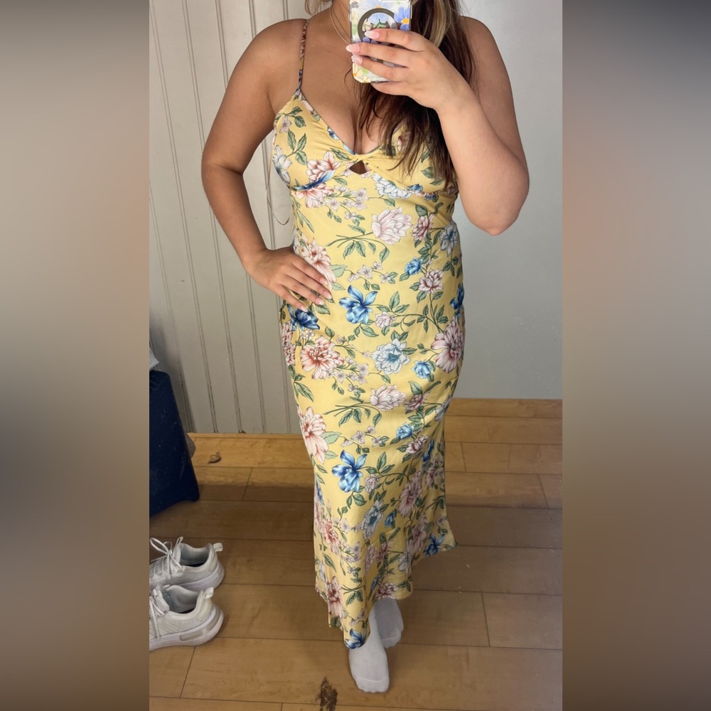 Yellow floral Maxi Slip Dress